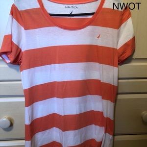 Nautica orange and white tee